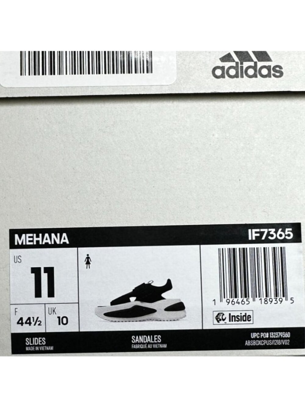 Adidas Sandals Mehana Womens Size 11 Black White Slides Adjustable Straps IF7365 - Picture 12 of 12